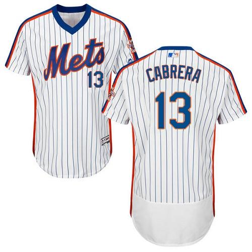 Mets #13 Asdrubal Cabrera White(Blue Strip) Flexbase Authentic Collection Alternate Stitched MLB Jersey - Click Image to Close
